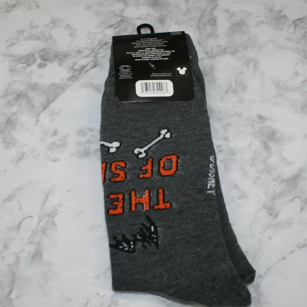 NIGHTMARE BEFORE CHRISTMAS Socks Halloween Spooky Creepy Crew Unisex Grey